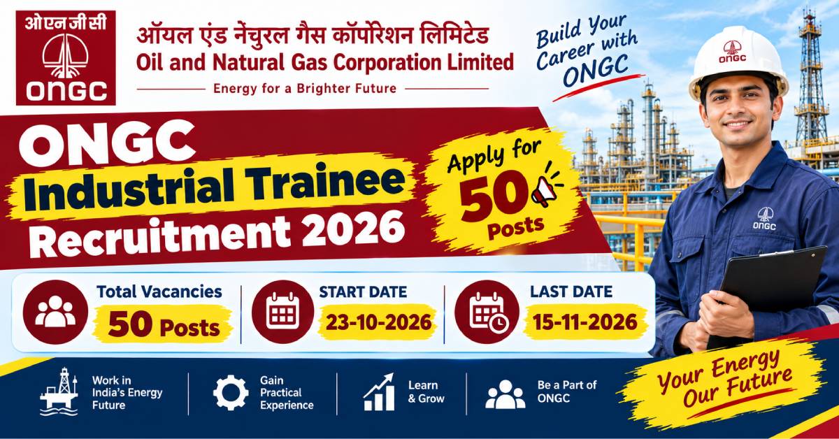 ONGC Industrial Trainee Recruitment 2026 Apply Online